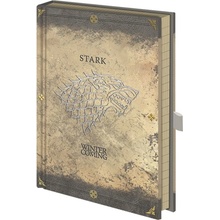 CurePink Poznánkový A5 blok Game of Thrones/Hra o Trůny: Stark Worn 14,8 x 21 cm SR72522