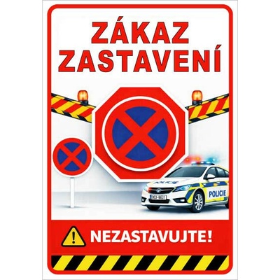 Cedule Neparkovat – zákaz zastavení s upozorněním (na výšku) - A3 - 30x42 cm / Plast tl. 3 mm cn14