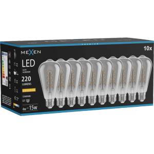 Mexen Vintis 10x LED крушка с нажежаема спирала E27, ST64, 4W, Топла - 2200K, 220 lm, опушен (L162-E27-0422-70x10)