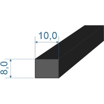 0596081 Pryžový profil 8x10mm, NBR 60°Sh obdélníkový