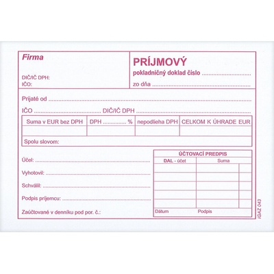 Igaz 043 Prijmový pokladničný doklad A6/100 listov