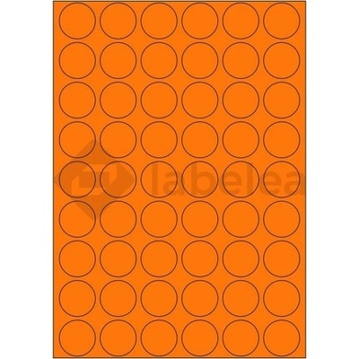 Labelea Samolepiace etikety kruh 30x30 mm signálne farebné papierové, na hárku A4, pre laserovú tlač, Farba etikiet Signálna oranžová, Počet hárkov v balení 100 EPY999030SO054S