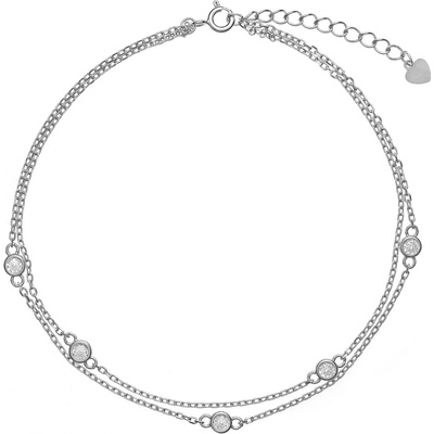 Again Jewelry Dvojitý strieborný náramok na členok s kubickými zirkónmi AJNH0001