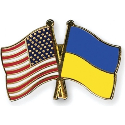 Odznak (pins) 22mm vlajka USA + Ukrajina - farebný
