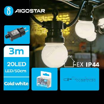 Aigostar - LED Екстериорни декоративни лампички 20xLED/3m IP44 студено бял (AI1449)