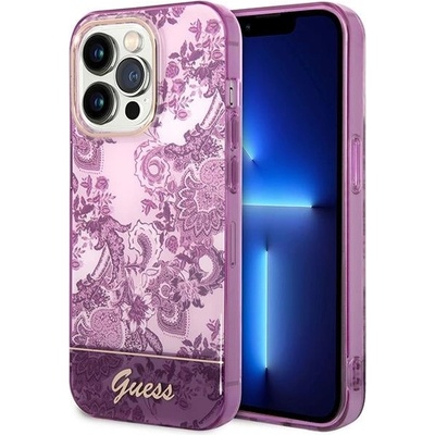 GUESS Кейс Guess GUHCP14XHGPLHF за iPhone 14 Pro Max 6.7", лилав / лилав, твърд, Porcelain Collection (3666339064396)