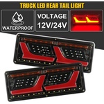  Комплект Ляв + Десен Диодни LED Лед Стопове 12V-24V с Динамичен Мигач Неон Neon Ефект 32x13cm За Бус Камион Тир Ремарке