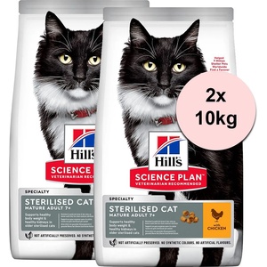 HILL'S Hill s Science Plan гранули за кастрирани стари котки с пиле 2 x 10 кг