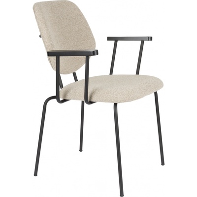 White Label Living Zelo kovová područky béžový látkový potah