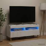 vidaXL LED телевизионен кабинет ARNHEM 100 x 35 x 43 см Бял гланц (896769)