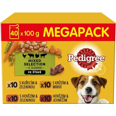 Pedigree Adult kura hovädzina morka hovädzina s jahňacím v šťave 40 x 100 g