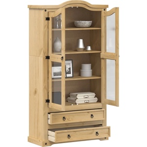 vidaXL Стъклен шкаф витрина Corona 99x43x187 см бор масив (4005682)