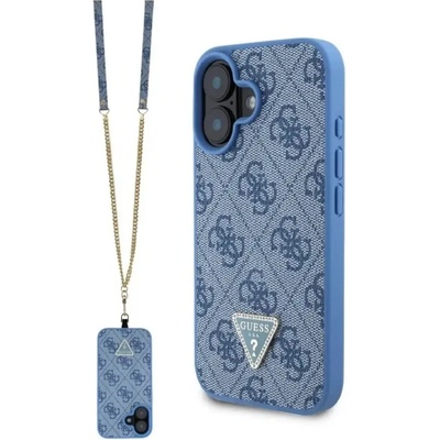 GUESS кожен калъф с метално лого Strass Crossbody за iPhone 16 - син (3666339328689)