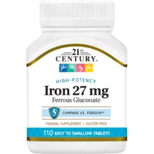 21st Century Iron 27 mg Ferrous Gluconate [110 Таблетки]