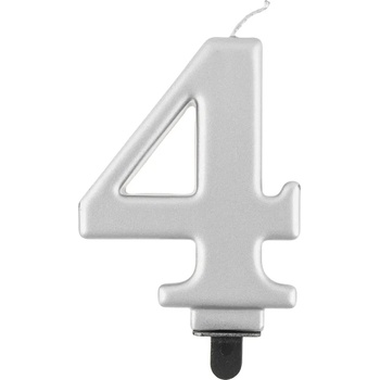 Image 1 of Godan Свещ за рожден ден 4 металик сребриста