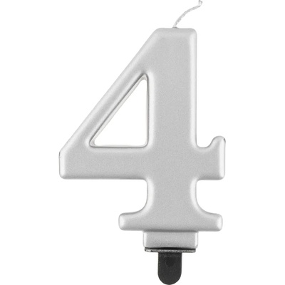 Godan Свещ за рожден ден 4 металик сребриста