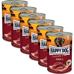 Happy Dog Sensible Pure Africa 6 x 400 г / щраус