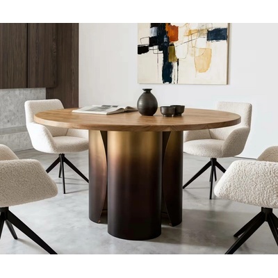 DELIFE Adenza kulatý 140 x 140 cm akácie přírodní kov zlatý Fusion Finish