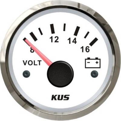 KUS Voltmeter 8-16 V biely 52 mm