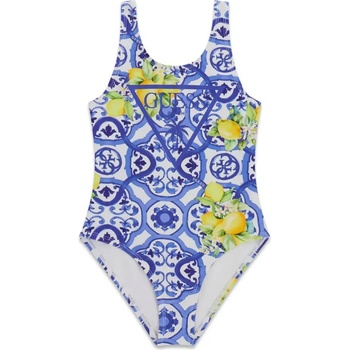 GUESS Цял бански за момиче в син цвят с лимони Guess