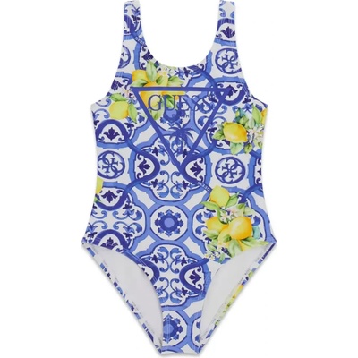 GUESS Цял бански за момиче в син цвят с лимони Guess