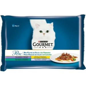 Purina Gourmet Perle Duck мултиопаковка паучове за котка мини филенца в сос 4 х 85gr