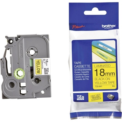 etikety Brother TZe, TZ TZe-641 PET Farba pásky: žltá Farba písma:čierna 18 mm 8 m