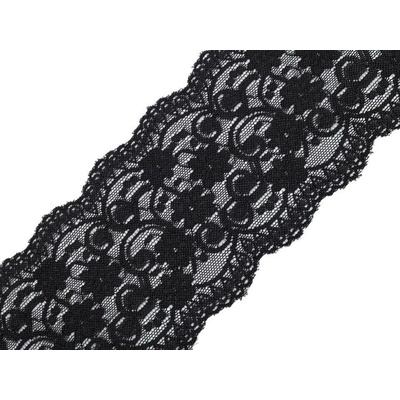 Elastická krajka / vsadka šíře 10 cm Varianta: 2 černá, Balení: 13.5 m 37911/64880/167784