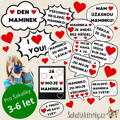 Fotokoutek Den matek – rekvizity pro děti a maminky Provedení: Tištěný + laminovaný soubor