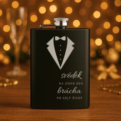 Placatka pro svědka smoking s motýlkem luxusní dárek pro kamaráda Černá - brácha