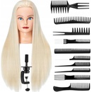 Korbi Kadernícky tréningová hlava, blond vlasy 70 cm, sada s hrebeňmi, 1