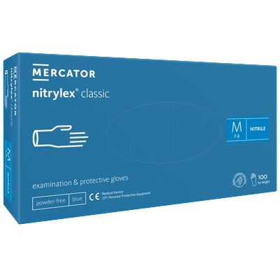 Mercator Medical Сини нитрилни ръкавици Mercator Nitrylex без талк в онлайн магазин www. vvmstore. com (103295)