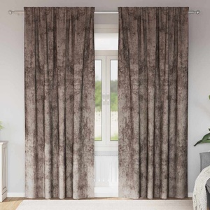 Pure Line Home Кадифени завеси в цвят чинчила с комбиниран перделък, 2 бр. , 140 x 260 см