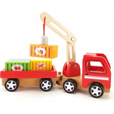 Viga Toys Дървена играчка - Камион с кран, Viga (50690)
