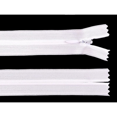 Spirálový zip skrytý No 3 délka 35 cm dederon, malé, 101 bílá