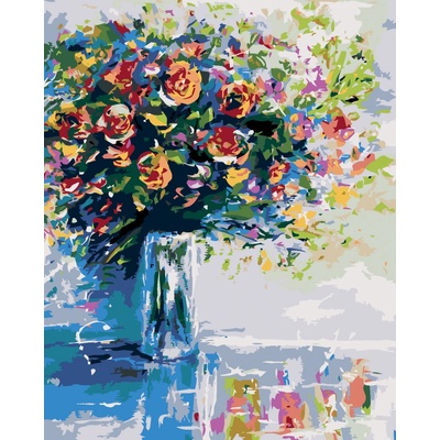 Zuty Malování podle čísel Kytice čerstvých květin 80 x 100 cm vypnuté plátno na rám