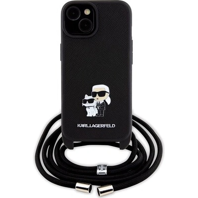 Karl Lagerfeld Saffiano Nylon Crossbody Metal Karl and Choupette iPhone 15 čierne