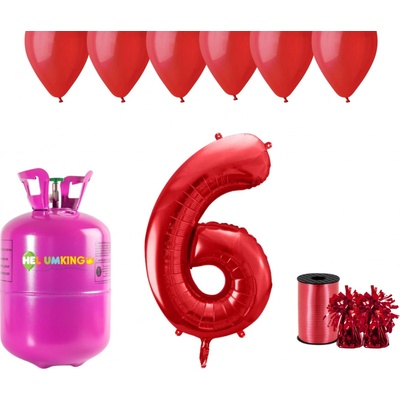 HeliumKing Helium párty set na 6. narozeniny s červenými balónky