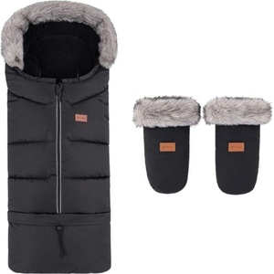 Petite&Mars Комплект зимно чувалче Arctic 4в1 + ръкавици за количка Fjora Forever Black (VP-F197764)