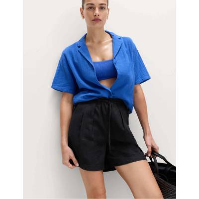 Marks & Spencer Ленени шорти с висока талия Marks & Spencer черни Marks & Spencer | Cheren | ЖЕНИ | 8
