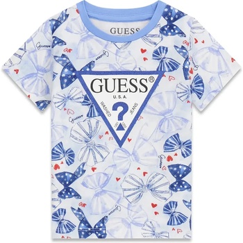 GUESS Тениска за мини момиче със сини панделки и синьо лого Guess
