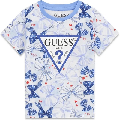 GUESS Тениска за мини момиче със сини панделки и синьо лого Guess