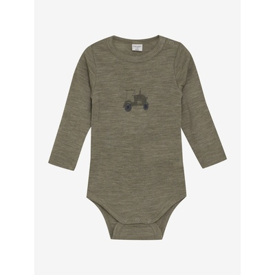 Merino body pre deti s dlhým rukávom CeLaVi Khaki Dusky Green