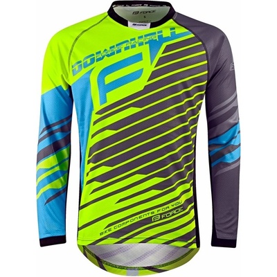 Force MTB Downhill s dlhým rukávom žlto-modro-šedý pánsky