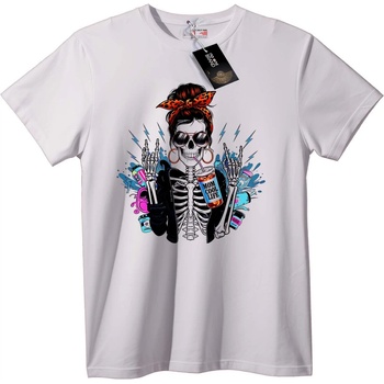 NOONEBRAND Тениска Неонов Скелет Бандана - 6XL, White