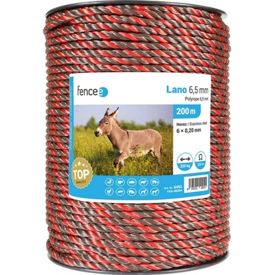 Lano pro elektrický ohradník, průměr 6,5 mm, hnědo-oranžové, 200 m