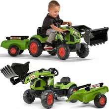 FALK Šlapací traktor Claas Arion 410 s nakladačem rypadlem a vlečkou