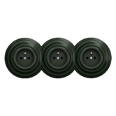 - Тройна ретро битова розетка с рамка 230V зелена (KA0063A)