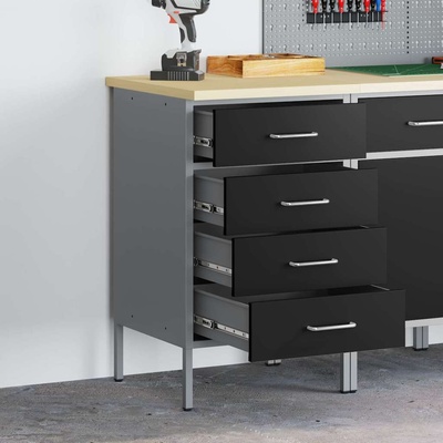 vidaXL Работна маса с чекмедже Черен и Сив 50 x 55 x 85 см (4103460)