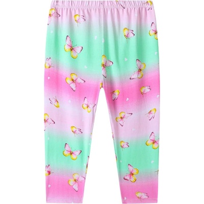 dívčí 3/4 legíny zelená/růžová Kugo SL3566